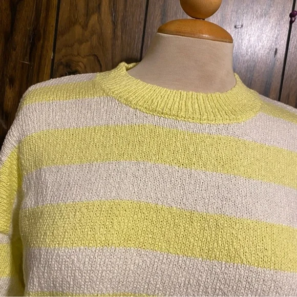 Forever 21 Yellow and White Striped Drop-Sleeve Sweater - Picture 4 of 13